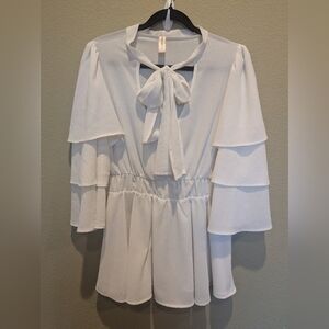 White Bow Tie 2XL Tiered Top